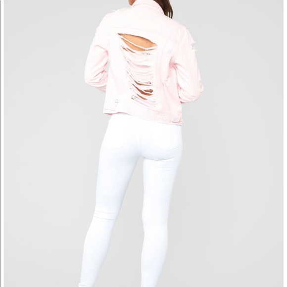 Pink Distressed Denim Jacket - Picture 2 of 7